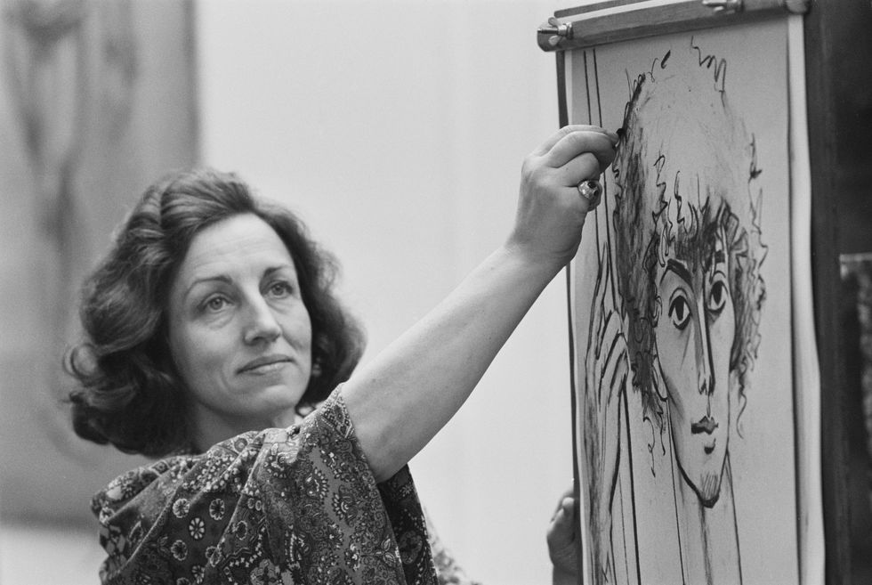 french painter françoise gilot in the studio of french artist jean denis maillart photo by michel ginfraysygmasygma via getty images