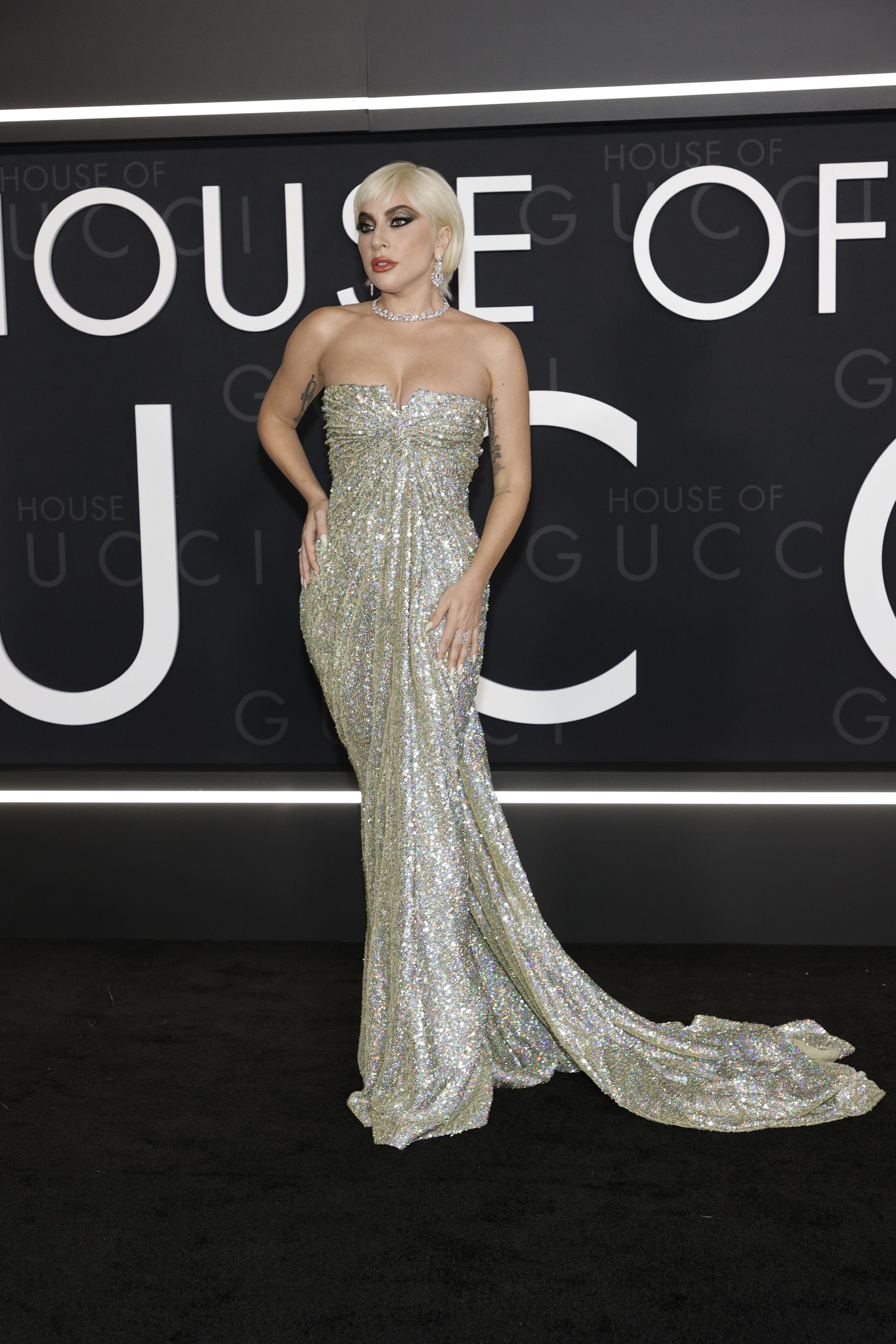 Gucci Sequin trimmed A-line cady dress