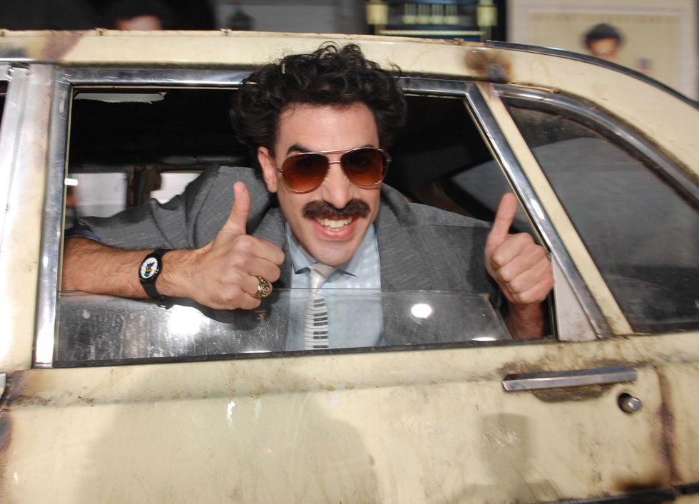 Sacha Baron Cohen as Borat during the world premiere of "Borat: Cultural Learnings of America For Make Benefit Glorious Nation of Kazakhstan" at Mann's Chinese Theater in Hollywood, California, on October 23, 2006