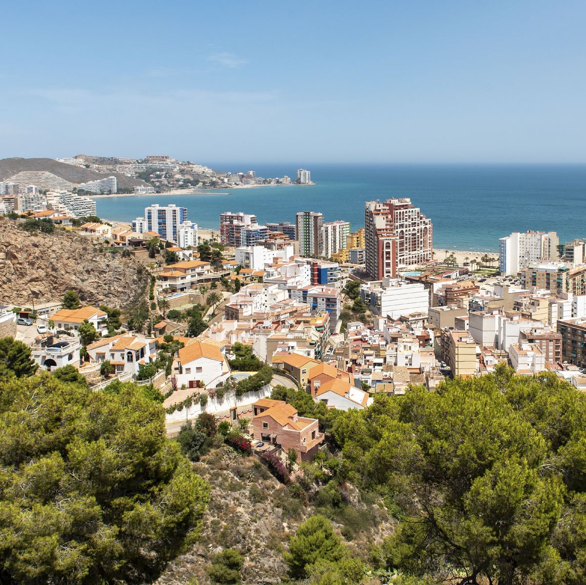 panoramic view of seaside town of cullera from the castle, spain photo by petr svarcucguniversal images group via getty images