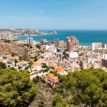 panoramic view of seaside town of cullera from the castle, spain photo by petr svarcucguniversal images group via getty images