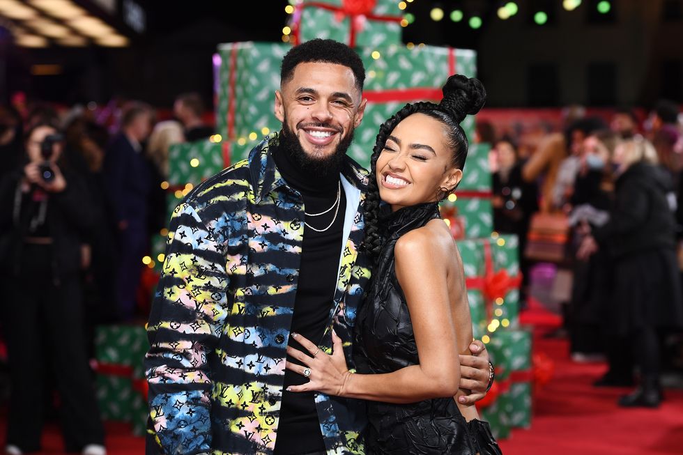 london, england   november 30 l r andre gray and leigh anne pinnock attend the boxing day world premiere at the curzon mayfair on november 30, 2021 in london, england photo by jeff spicergetty images for warner bros