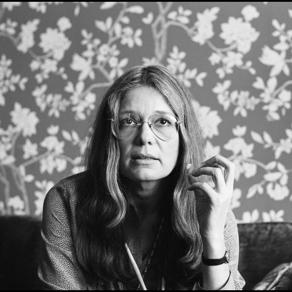 view of american feminist leader and author gloria steinem in a room at a holiday inn, san francisco, california, november 1977 photo by janet friesgetty images