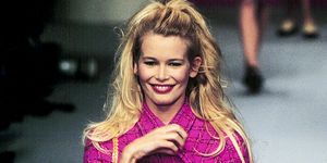 paris, france march 15 claudia schiffer walks the runway during the chanel ready to wear fallwinter 1995 1996 fashion show as part of the paris fashion week on march 15, 1995 in paris, france photo by victor virgilegamma rapho via getty images