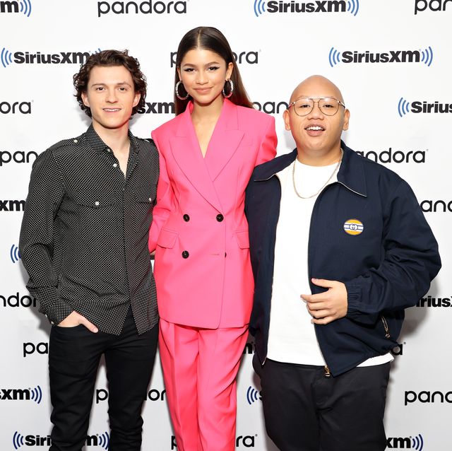 new york, new york   december 10 tom holland, zendaya and jacob batalon attend siriusxms town hall with the cast of spider man no way home on december 10, 2021 in new york city photo by cindy ordgetty images for siriusxm