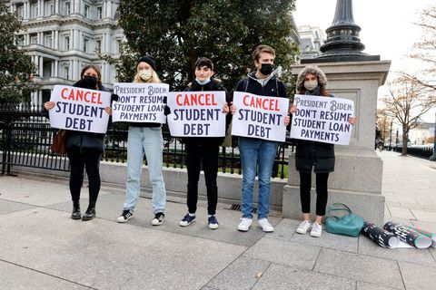 washington, dc december 15th activists call on president biden not to resume student loan repayments in february and cancel student debt near the white house on december 15, 2021 in washington, dc photo by paul morigigetty images for us , the 45 million