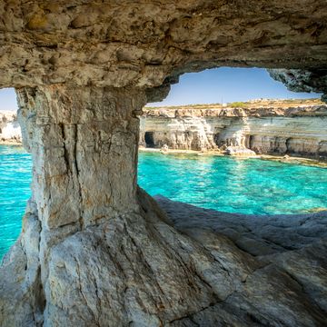 natural landmark of cyprus sea caves in cape greko national park near ayia napa and protaras
