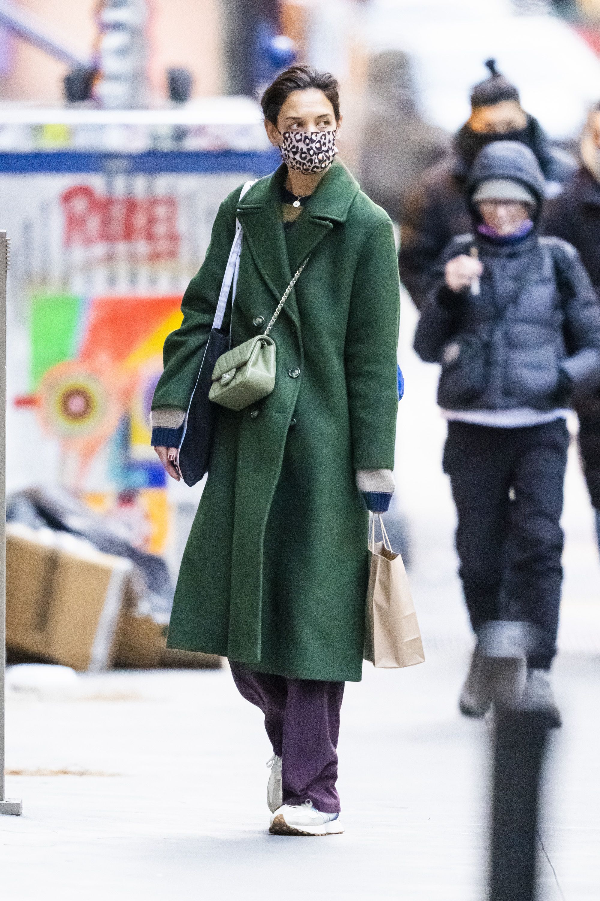Katie Holmes's Forest Green Peacoat Is Our Favorite Winter Staple