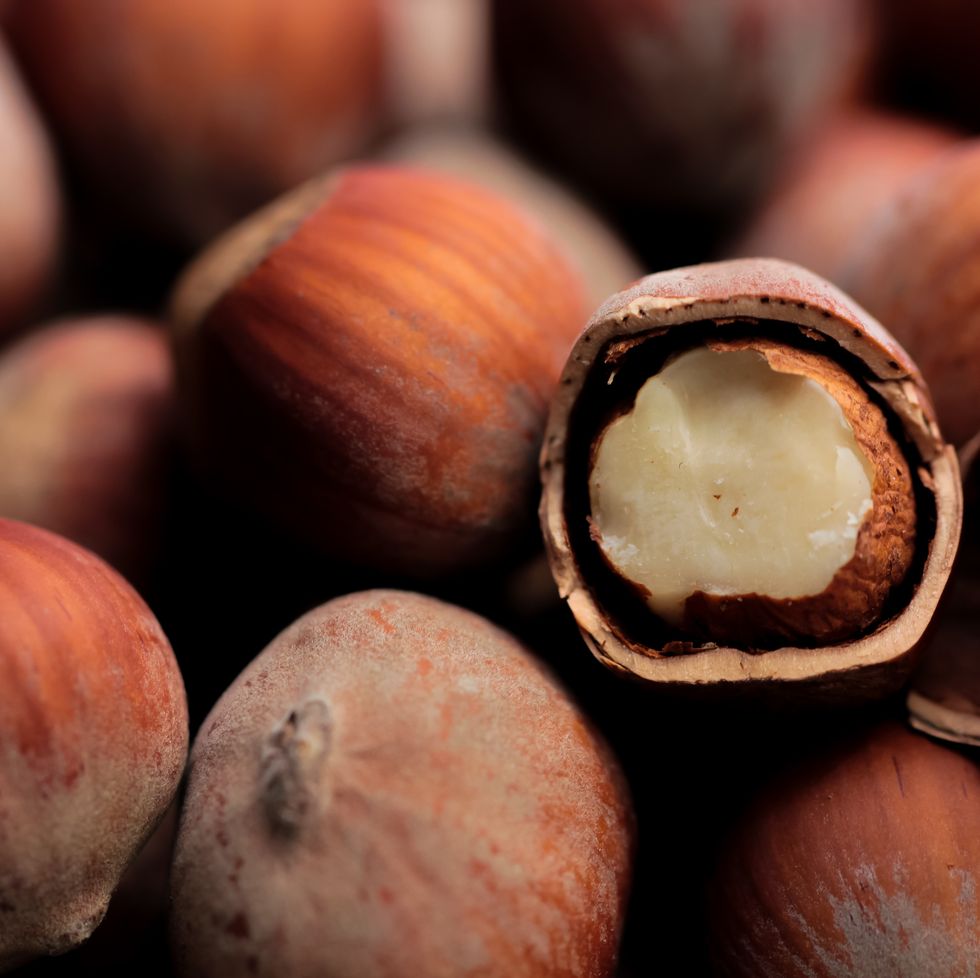 macro shot of hazelnuts,full frame shot of chestnuts
