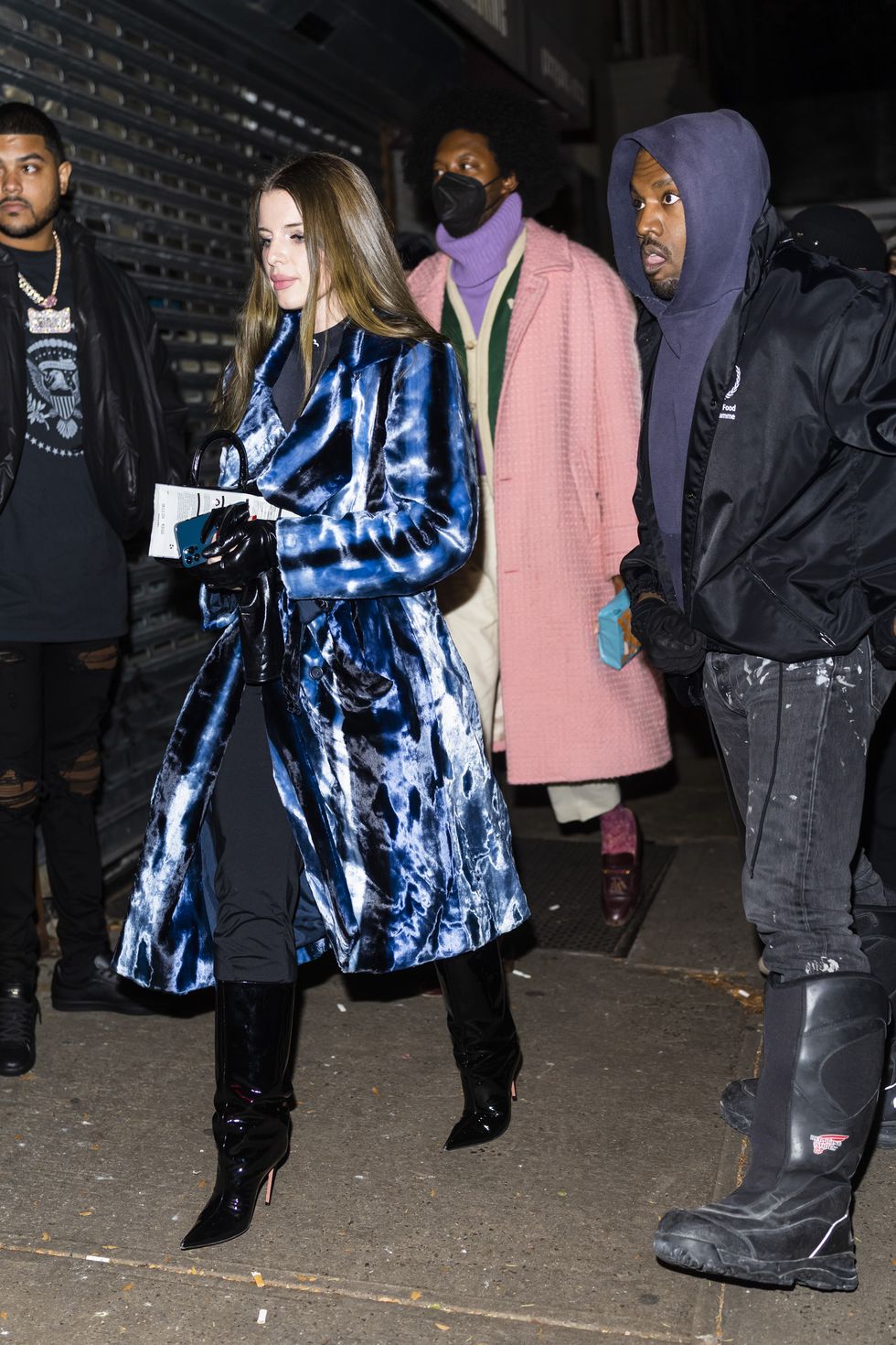 new york, new york   january 04 julia fox l and kanye west are seen in greenwich village on january 04, 2022 in new york city photo by gothamgc images