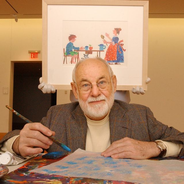 amherst, ma   november 13 artist eric carle, an illustrator and author of childrens books, with some of the materials he uses to create the art for his books carle poses in a gallery of the eric carle museum carle was instrumental in the planning and building of the museum photo by matthew j leethe boston globe via getty images