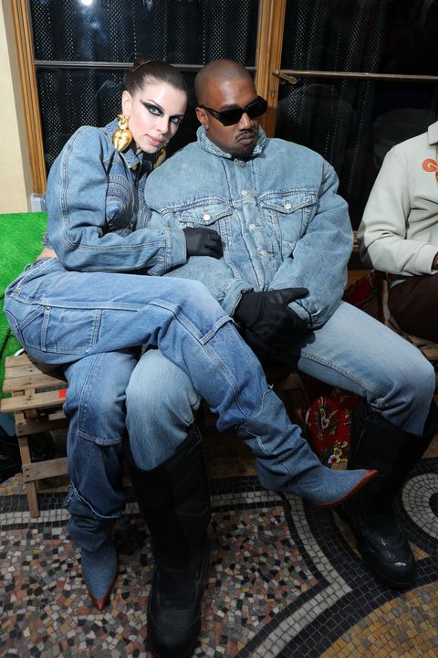 julia fox and kanye west at kenzo's show