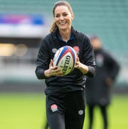 The Duchess of Cambridge Joins England Rugby Training Session london, england february 02 catherine, duchess of cambridge takes part in an england rugby training session, after becoming patron of the rugby football union at twickenham stadium on february 02, 2022 in london, england photo by samir husseinwireimage