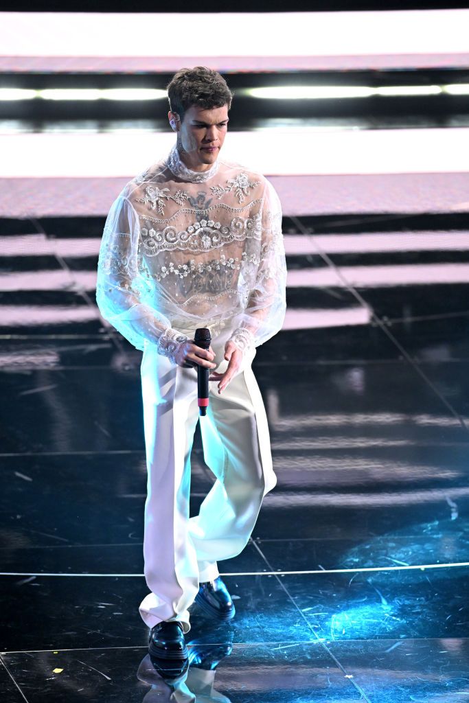 sanremo, italy   february 05 blanco attends the 72nd sanremo music festival 2022 at teatro ariston on february 05, 2022 in sanremo, italy photo by daniele venturellidaniele venturelligetty images