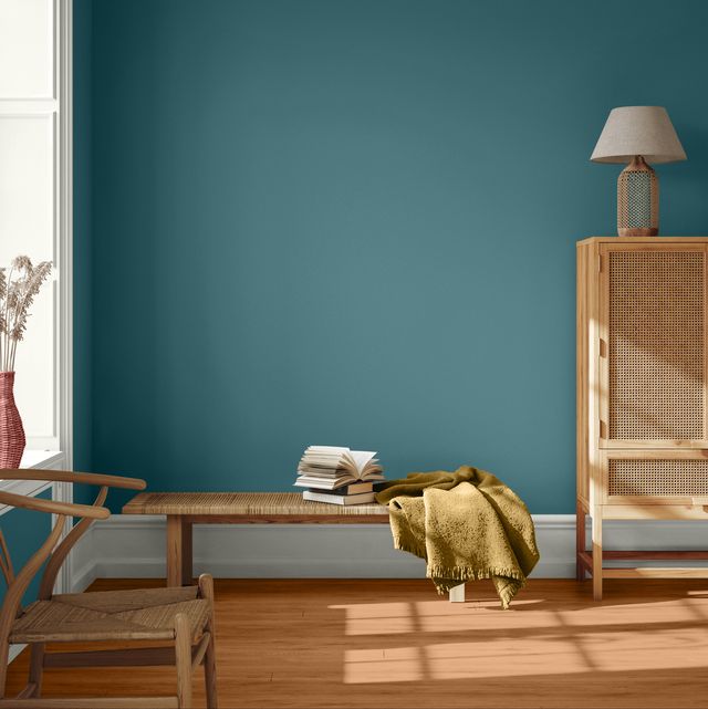 scandinavian farmhouse living room interior, wall mockup, 3d render