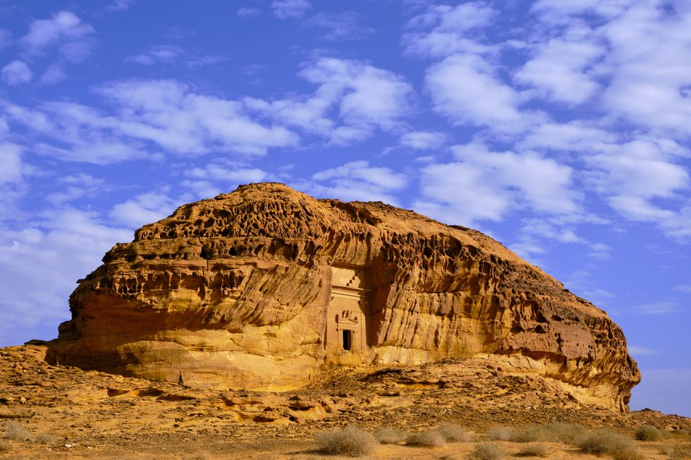 saudi arabia, al madinah region, alula or al ula, nabatean tomb in hegra madain saleh archaeologic site