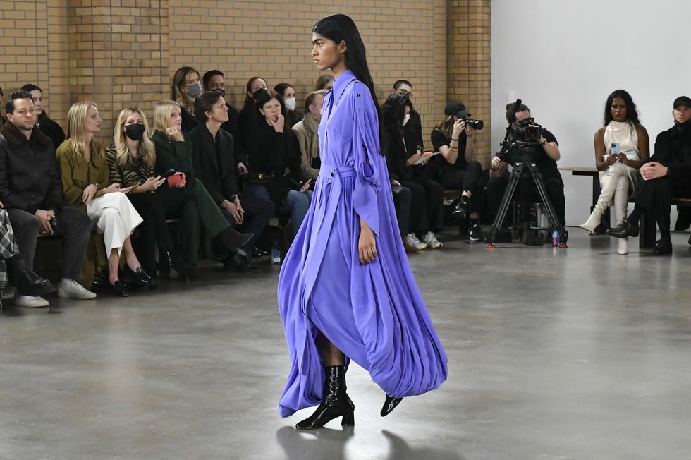 new york, usa   february 11  a model  walks the runway during the proenza schouler ready to wear fallwinter 2022 2023 fashion show as part of the new york fashion week on february 11, 2022 in new york city photo by victor virgilegamma rapho via getty images