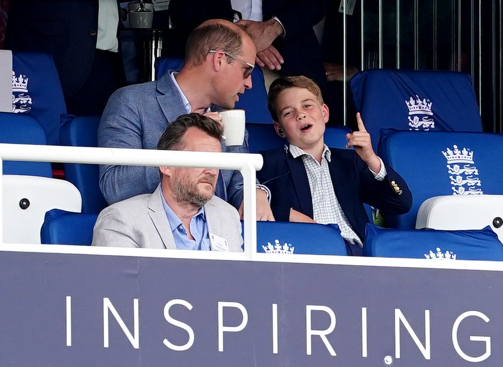 the prince of wales and prince george watch from the box during day four of the second ashes test match at lords, london picture date saturday july 1, 2023 photo by mike egertonpa images via getty images