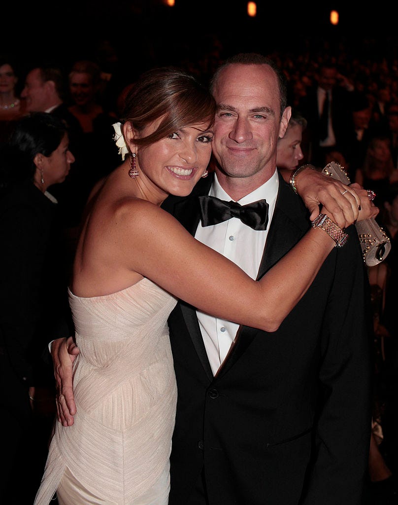 the 62nd primetime emmy awards pictured: (l r) mariska hargitay, christopher meloni during the 62nd primetime emmy awards held at the nokia theatre l.a. live on august 29, 2010 (photo by chris haston/nbcu photo bank/nbcuniversal via getty images via getty images)