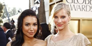 68th annual golden globe awards    pictured l r naya rivera, heather morris arrive at the 68th annual golden globe awards held at the beverly hilton hotel on january 16, 2011  photo by trae pattonnbcu photo banknbcuniversal via getty images via getty images