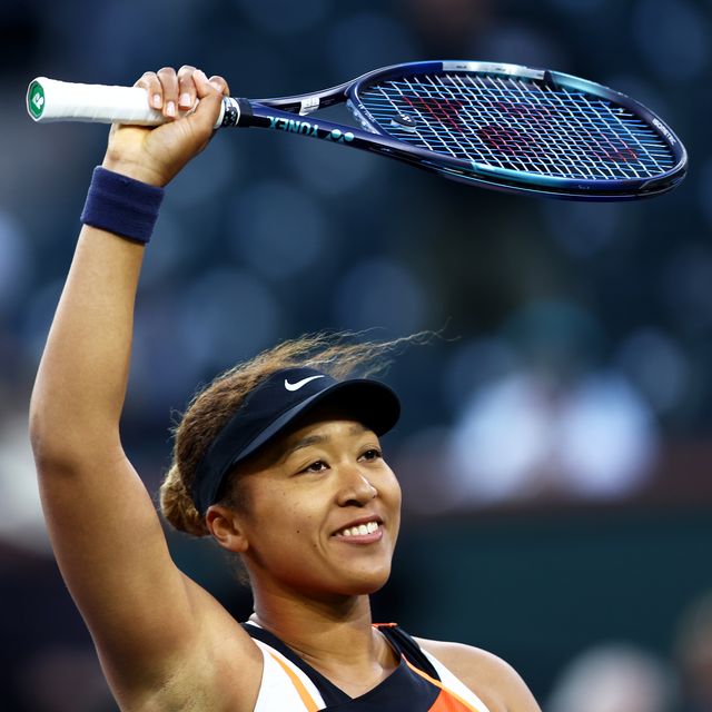indian wells, california   march 10  naomi osaka of japan waves to the crowd after her three set victory against sloane stephens of the united states in their first round match on day 4 of the bnp paribas open at the indian wells tennis garden on march 10, 2022 in indian wells, california photo by clive brunskillgetty images