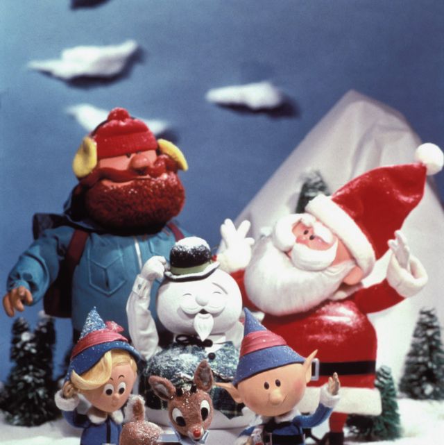 rudolph the red nosed reindeer pictured l r front row hermey, rudolph, head elf, yukon cornelius, sam the snowman, santa claus photo by nbcu photo banknbcuniversal via getty images via getty images