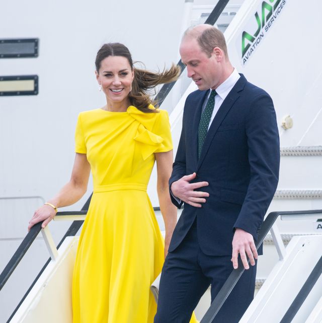 kingston, jamaica   march 22 prince william, duke of cambridge and catherine, duchess of cambridge arrive at norman manley international airport as part of the royal tour of the caribbean on march 22, 2022 in kingston, jamaica photo by samir husseinwireimage