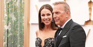 hollywood, california march 27 l r christine baumgartner and kevin costner attend the 94th annual academy awards at hollywood and highland on march 27, 2022 in hollywood, california photo by jeff kravitzfilmmagic