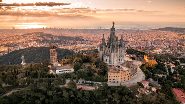 temple sacred heart of jesus on tibidabo in barcelona, spain the temple expiatori del sagrat cor is a roman catholic church and minor basilica located on the summit of mount tibidabo in barcelona, catalonia, spain famous landmark in catalonia