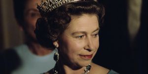 queen elizabeth ii in a crown and jewelled necklace, 1975 photo by serge lemoinegetty images