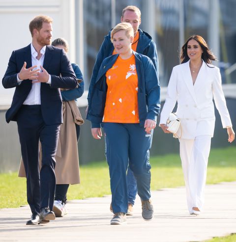 the hague, netherlands   april 15 prince harry, duke of sussex and meghan, duchess of sussex attend a reception for friends and family of competitors of the invictus games at nations home at zuiderpark on april 15, 2022 in the hague, netherlands photo by samir husseinwireimage