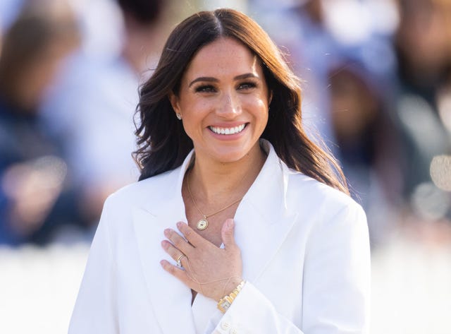 The Hague, Netherlands, April 15 Meghan, Duchess of Sussex, attends a reception for friends and family of Invictus Games participants at Nations Home in Zuiderpark on April 15, 2022 in The Hague, Netherlands. Photo by Samir Husseinwireimage