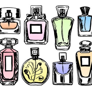 Set of color perfume bottles. Sketch style. Vector illustration. set of color perfume bottles sketch style vector illustration