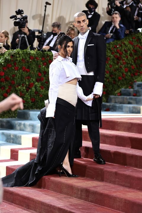 new york, new york   may 02 l r kourtney kardashian and travis barker attend the 2022 met gala celebrating in america an anthology of fashion at the metropolitan museum of art on may 02, 2022 in new york city photo by jamie mccarthygetty images
