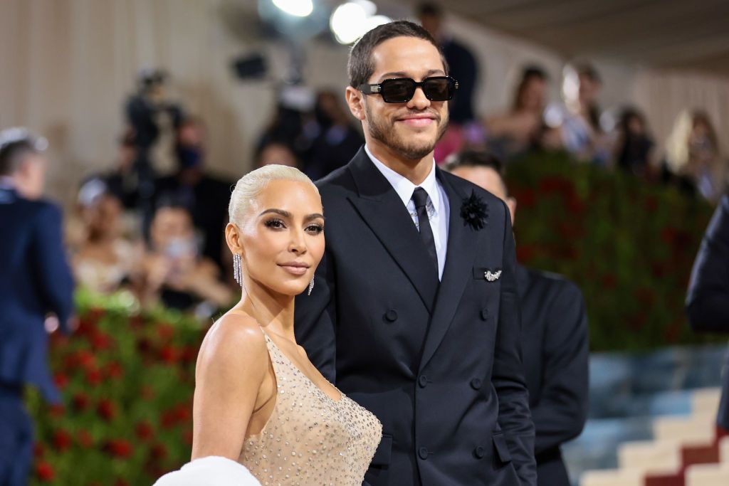 new york, new york   may 02 l r kim kardashian and pete davidson attend the 2022 met gala celebrating in america an anthology of fashion at the metropolitan museum of art on may 02, 2022 in new york city photo by jamie mccarthygetty images