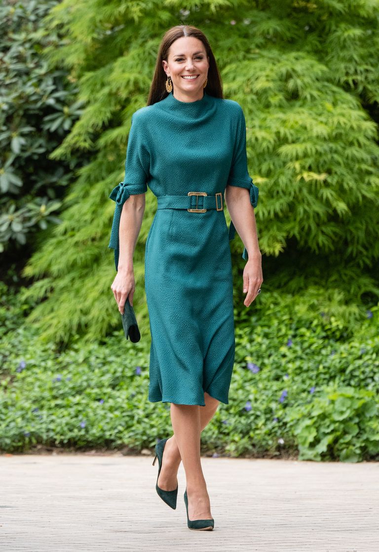 Kate Middleton Shows Off Her Sleek Duchess Style in a Teal Dress
