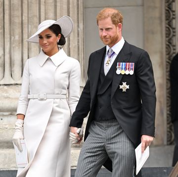 london, england june 03 meghan, duchess of sussex and prince harry, duke of sussex attend the national service of thanksgiving at st pauls cathedral on june 03, 2022 in london, england the platinum jubilee of elizabeth ii is being celebrated from june 2 to june 5, 2022, in the uk and commonwealth to mark the 70th anniversary of the accession of queen elizabeth ii on 6 february 1952 photo by karwai tangwireimage