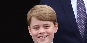 Prince George of Cambridge on the balcony of Buckingham Palace during the Platinum Jubilee Pageant on June 05, 2022 in London, England.
