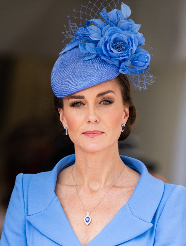 windsor, england june 13 catherine, duchess of cambridge attends the order of the garter service at st georges chapel on june 13, 2022 in windsor, england the order of the garter is the oldest and most senior order of chivalry in britain, established by king edward iii nearly 700 years ago photo by poolsamir husseinwireimage