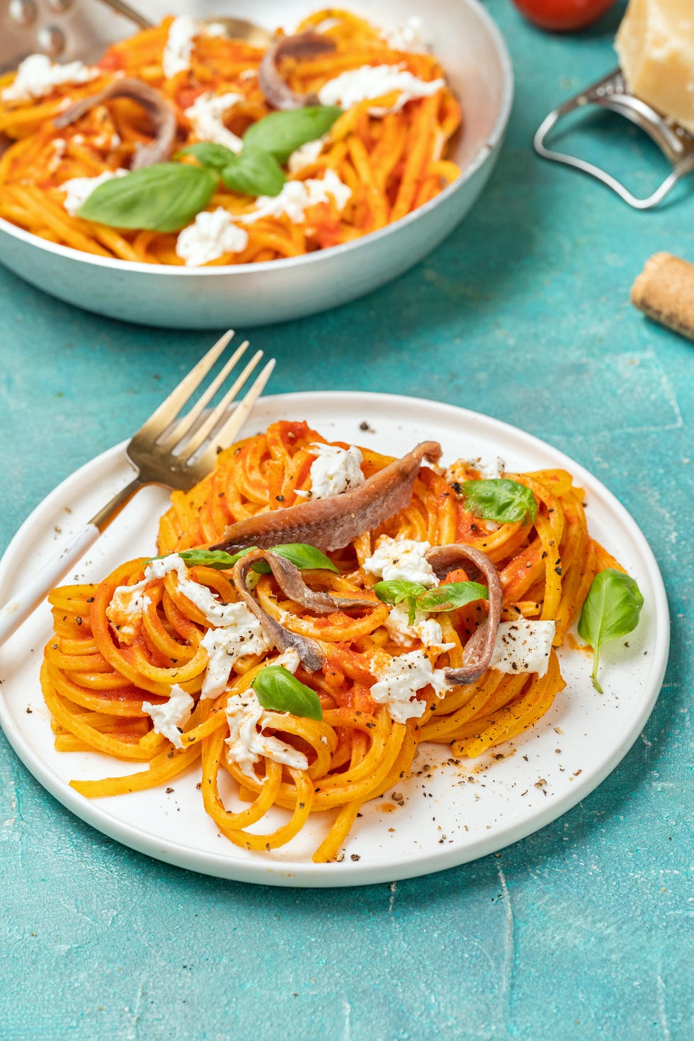 pasta burrata tomato sauce anchovies