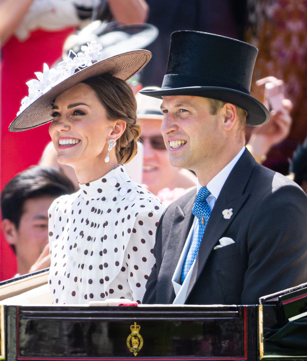 ascot, england june 17 catherine, duchess of cambridge and prince william, duke of cambridge attend royal ascot at ascot racecourse on june 17, 2022 in ascot, england photo by samir husseinwireimage