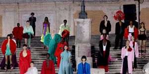 rome, italy july 08 models walk on the runway at the valentino haute couture fallwinter 2223 fashion show on july 08, 2022 in rome, italy photo by franco origliagetty images