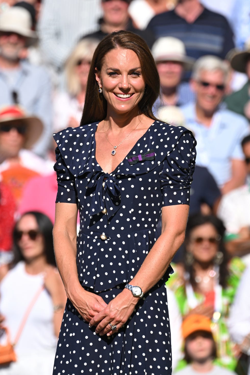 london, england july 10: catherine, duchess of cambridge attends the wimbledon mens singles final at the all england lawn tennis and croquet club on july 10, 2022 in london, england. (photo by karwai tang/wireimage)