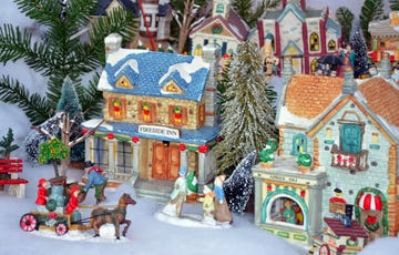 best christmas village sets, colorful christmas village display