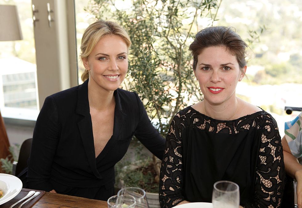 Charlize Theron (L) and Stylist Leslie Fremar