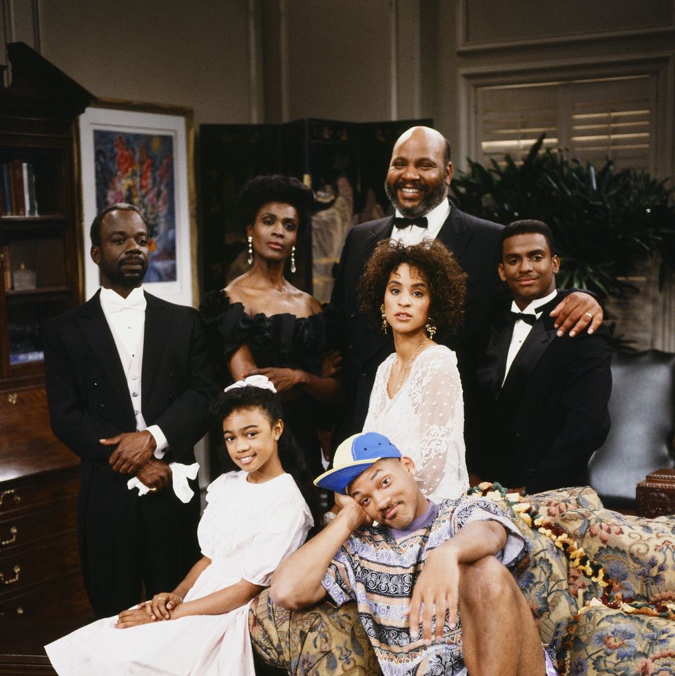 the fresh prince of bel air    pilot gallery    pictured l r  front joseph marcell as geoffrey, janet hubert as vivian banks, james avery as philip banks, karyn parsons as hilary banks, alfonso ribeiro as carlton banks front tatyana ali as ashley banks, will smith as william will smith    photo by chris hastonnbcu photo bank