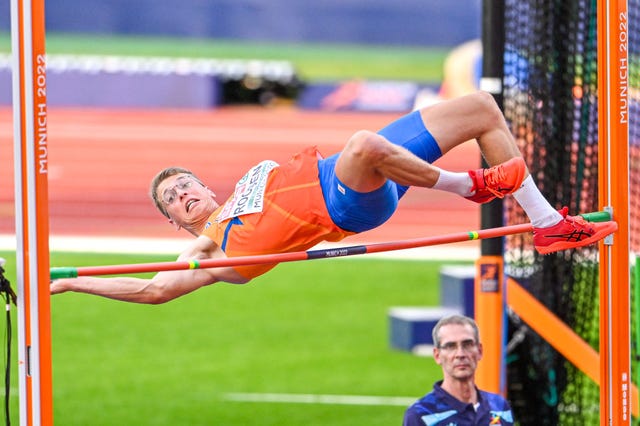 munchen, germany august 15 sven roosen of netherlands competing in mens decathlon high jump