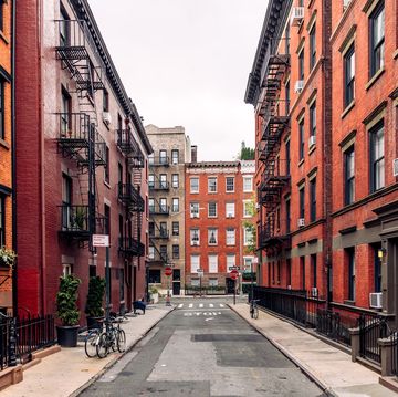 residential street in west village, new york city, usa