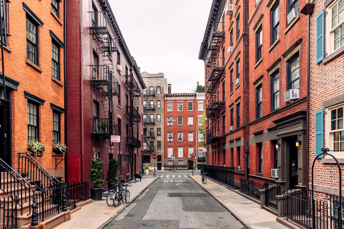 residential street in west village, new york city, usa
