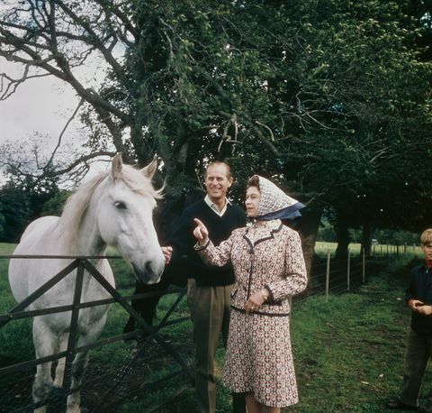 queen elizabeth ii and prince philip visit a farm on the balmoral estate in scotland, during their silver wedding anniversary year, september 1972 photo by fox photoshulton archivegetty images
